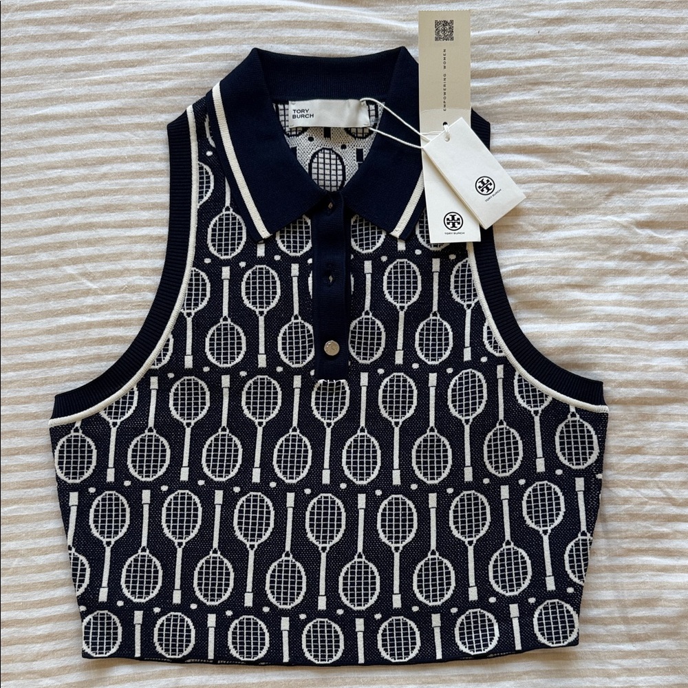NWT Tory Burch Cropped Tech Knit Polo Tank Top